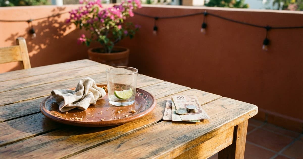 Cash Left on a Table for Tipping in Mexico