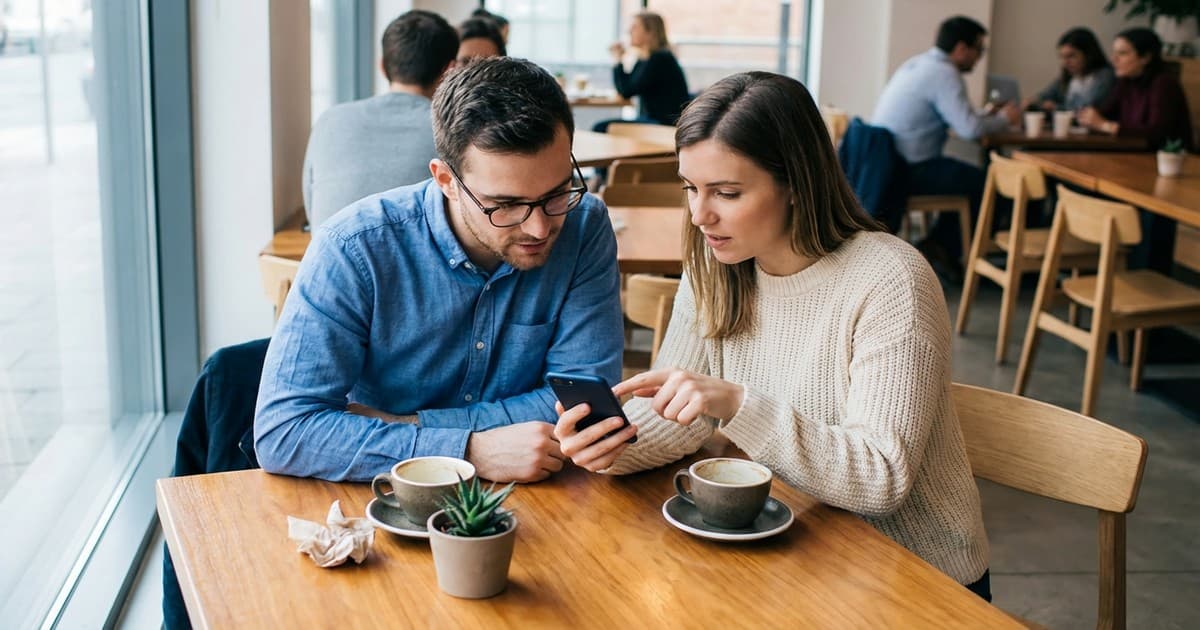 Public WiFi usage in a modern coffee shop