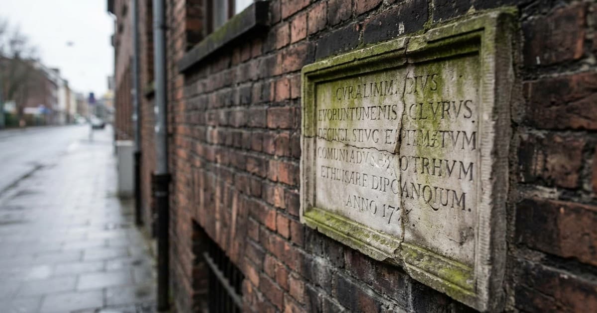 Weathered stone plaque addressing historical misconceptions