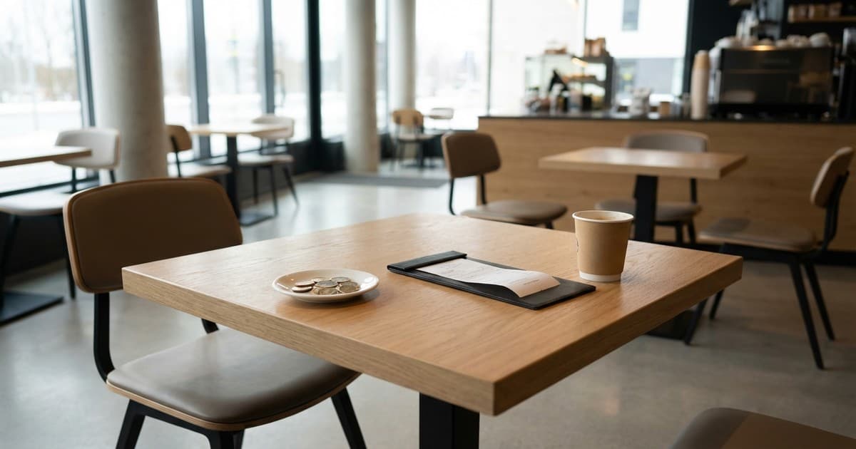 Tipping in Estonia: Coins and bill on a cafe table